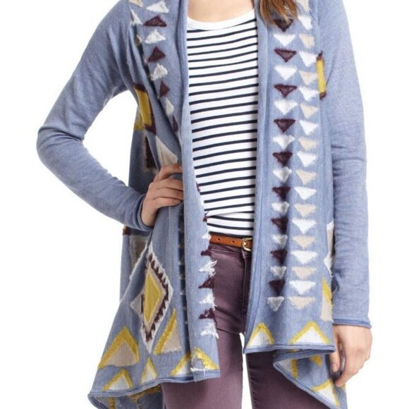 Fiets Voor * Southwest Print Wool Blend Cardi Sz L - Picture 4 of 10